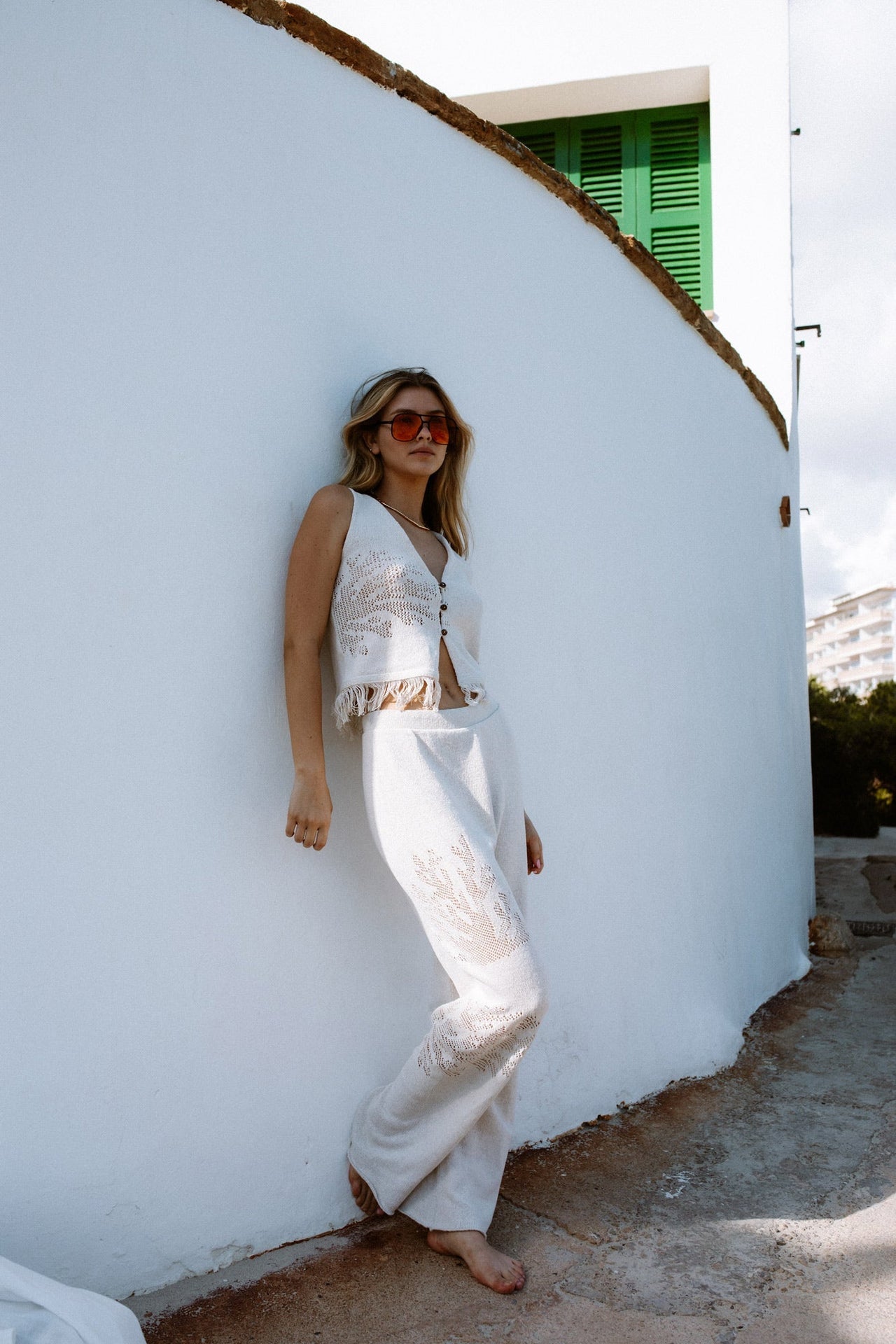 ROPA DE PLAYA CHALECO CON FLECOS TEJIDO KASSANDRA 9356